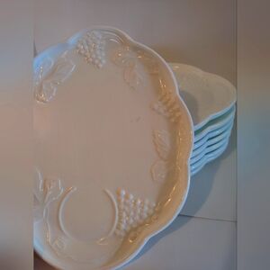 Harvest Colony Milk Glass Snack Plates (Set of 8)